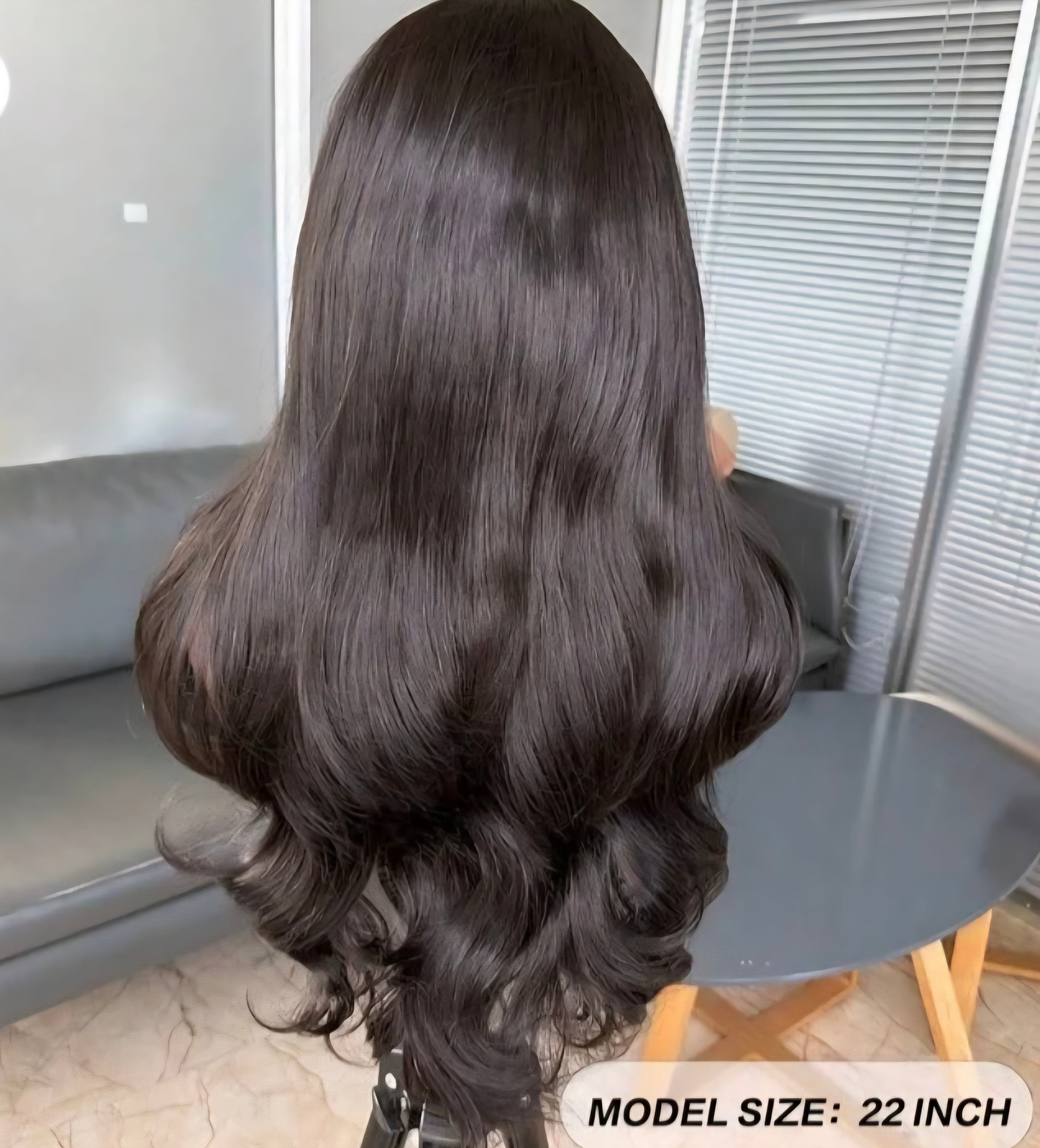 Natural Black Curtain Bangs Human blend Lace Front Wig