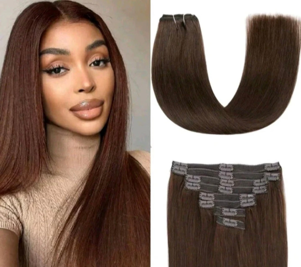 Straight Choclate Brown Clip In Extensions