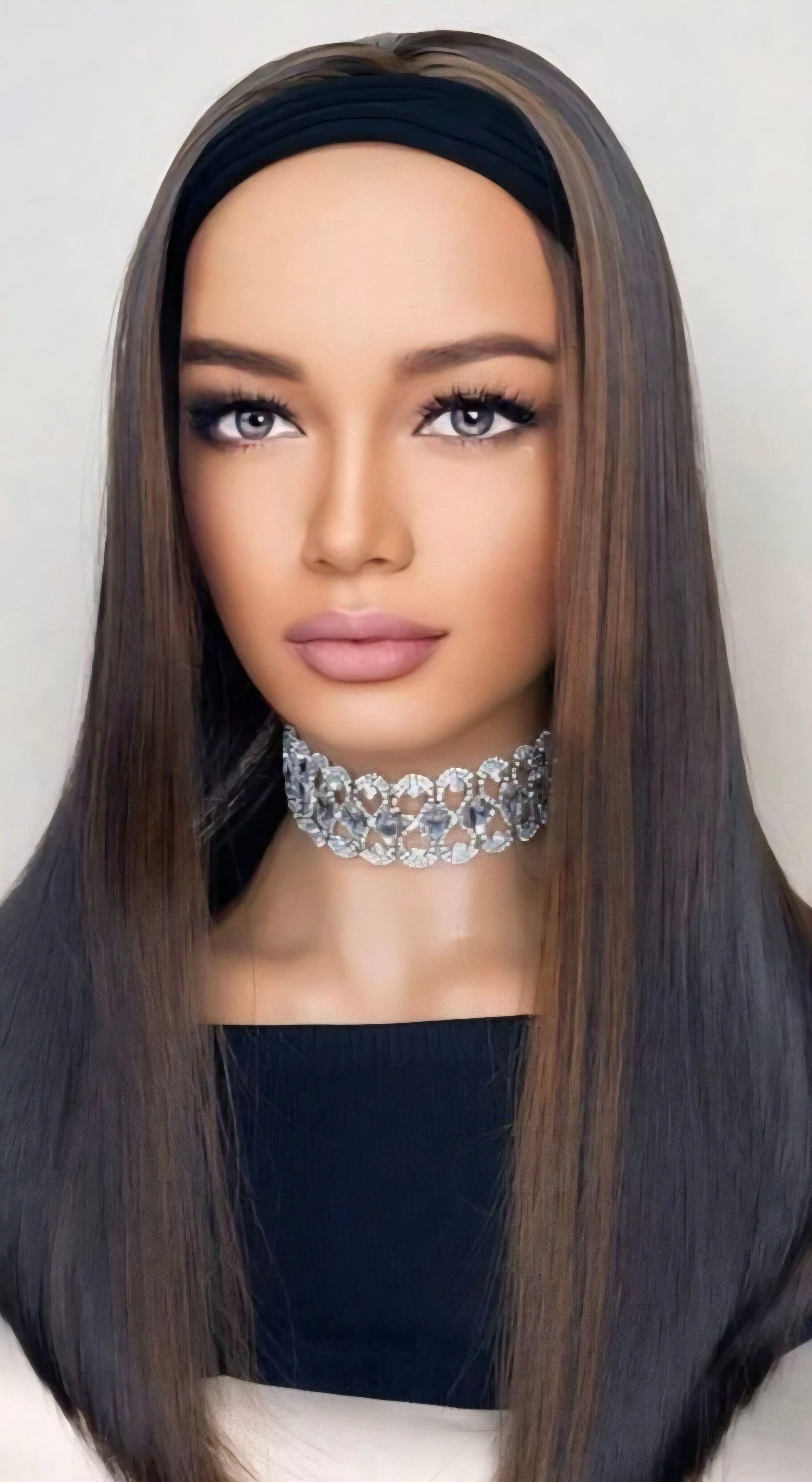 Long bob straight headband human blend