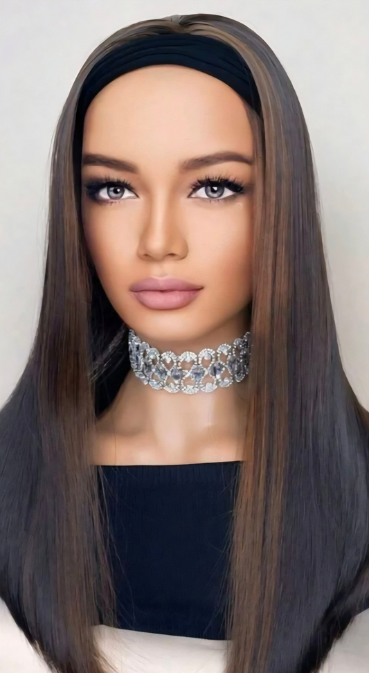 Long bob straight headband human blend