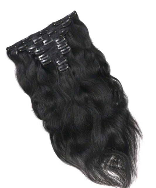 8Pcs Black Wavy One Set Clip In Extensions